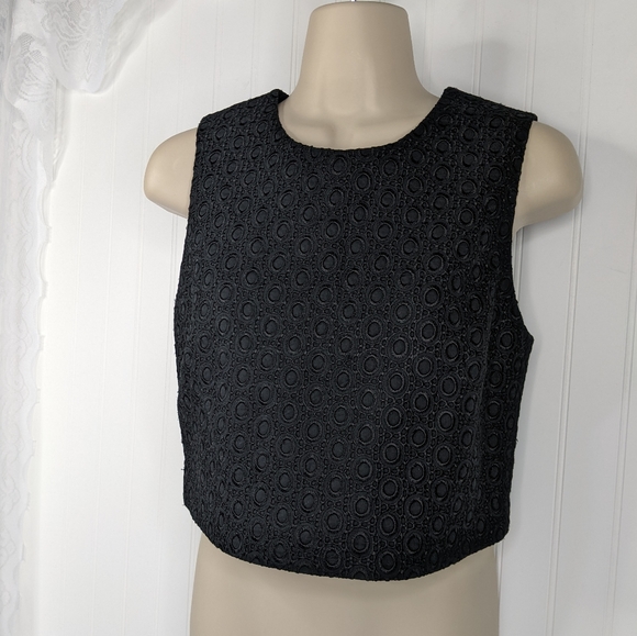 THEORY Yuranda Black Eyelet Tank Sz S - Picture 4 of 11